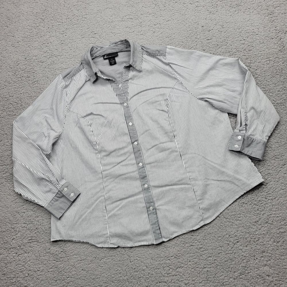 Lane Bryant Shirt Womens ' 26 White Black Striped Long Sleeve Button Up - Picture 2 of 15